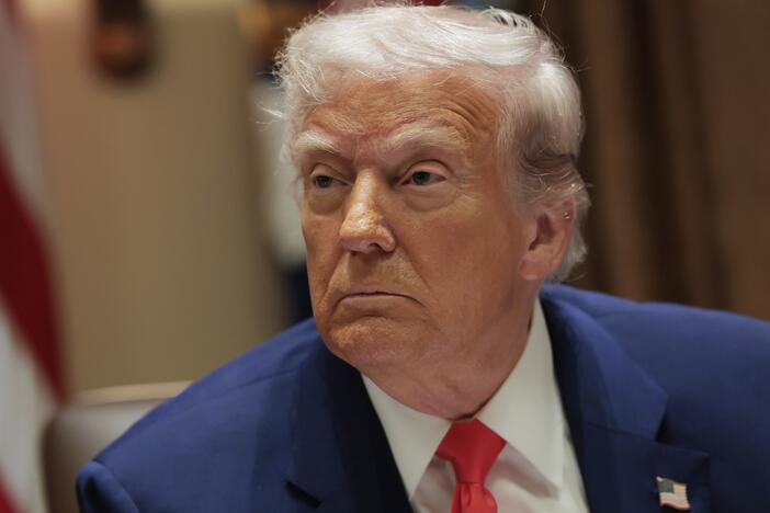 President Donald Trump speaks during a Cabinet meeting at the White House on April 10, 2025 in Washington, DC.