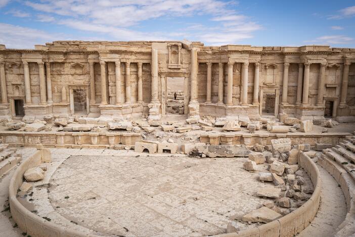 Palmyra's ancient theater, seen on Feb. 21, was used by ISIS for public executions during the group's takeover of the region.  Syrians are hoping for a return of tourists now that the country has reopened to international visitors after the fall of the regime of Bashar al-Assad to rebel fighters last December.