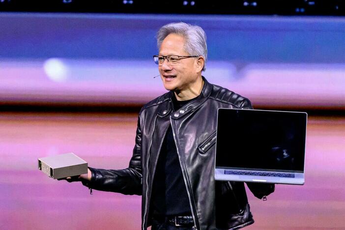 Nvidia CEO Jensen Huang introduces new products during a keynote session at the SAP Center in San Jose, Calif. on March 18, 2025.