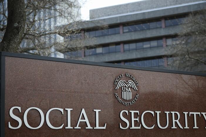 The entrance of the Social Security Administration's main campus in Woodlawn, Md.