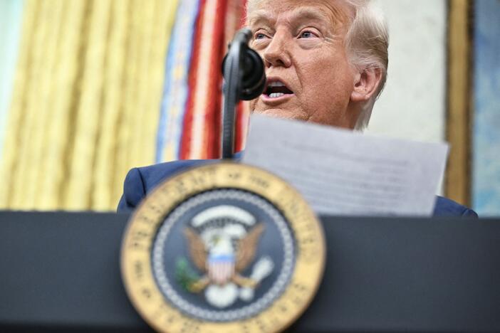 President Trump speaks in the Oval Office on Friday.