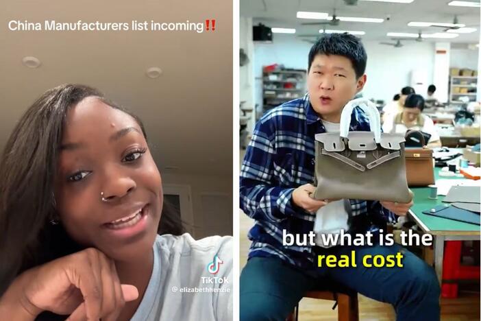 These TikTok videos focus on the idea that Chinese manufacturers are selling luxury goods that are the same quality as well-known brands for a fraction of the price, and urging consumers to buy directly from them.