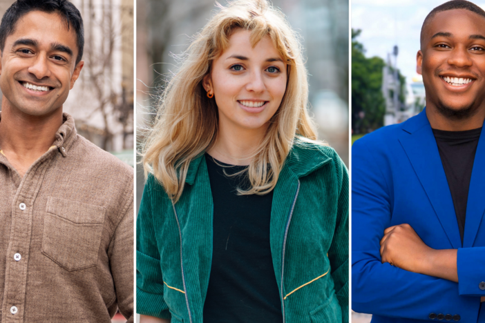 From left, Saikat Chakrabarti, Kat Abughazaleh and Elijah Manley are among a crop of young Democrats challenging incumbents in solidly blue districts across the country ahead of next year's midterm elections.
