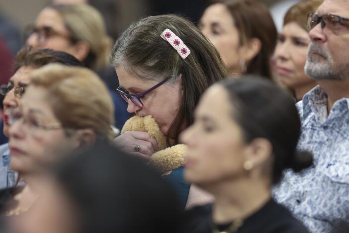 A person reacts during a hearing for Patrick Crusius, the Walmart mass shooter, at the Enrique Moreno County Courthosue in El Paso, Texas, April 21, 2025.