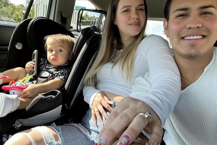 Jessica Rodriguez Aguilar is a U.S. citizen. She told NPR during a routine immigration visit, her husband Josue (right) was detained. Lawyers are warning their clients that they are increasingly seeing clients detained at scheduled court hearings and immigration check-ins.