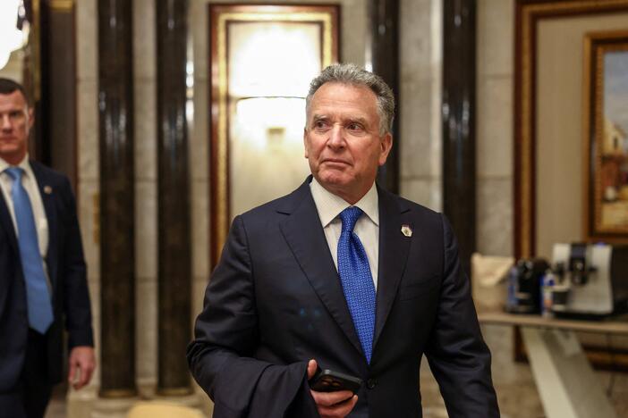 Steve Witkoff walks to an interview after meeting with Russian officials in Riyadh, Saudi Arabia, on Feb. 18, 2025.