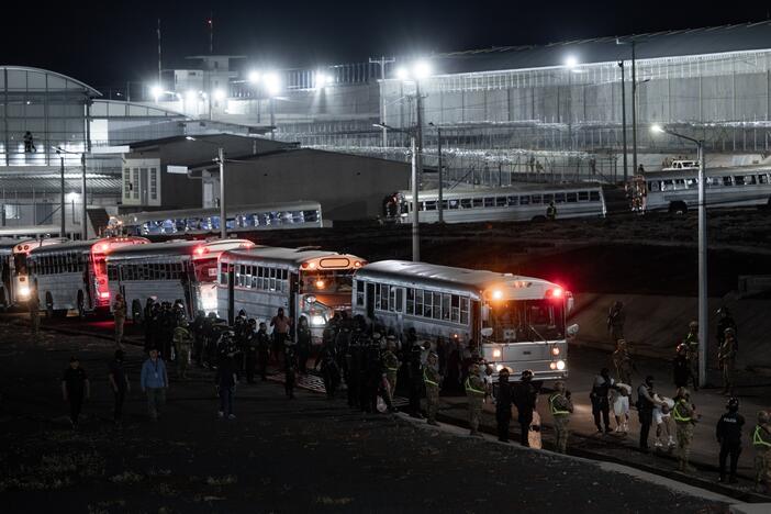 More than 200 people who the White House says are gang members were deported to El Salvador by the U.S. in San Salvador, El Salvador on March 16, 2025. (Photo by El Salvador Presidency / Handout/Anadolu via Getty Images)