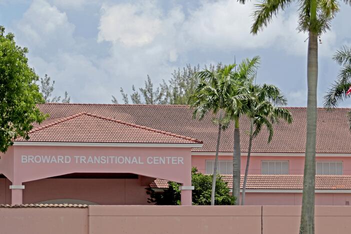 The Broward Transitional Center in Pompano Beach, where ICE says Marie Ange Blaise was declared dead on Friday evening.