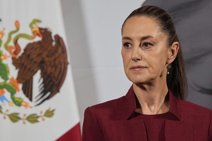 Mexican President Claudia Sheinbaum attends her morning press conference at the National Palace in Mexico City, April 2, 2025.
