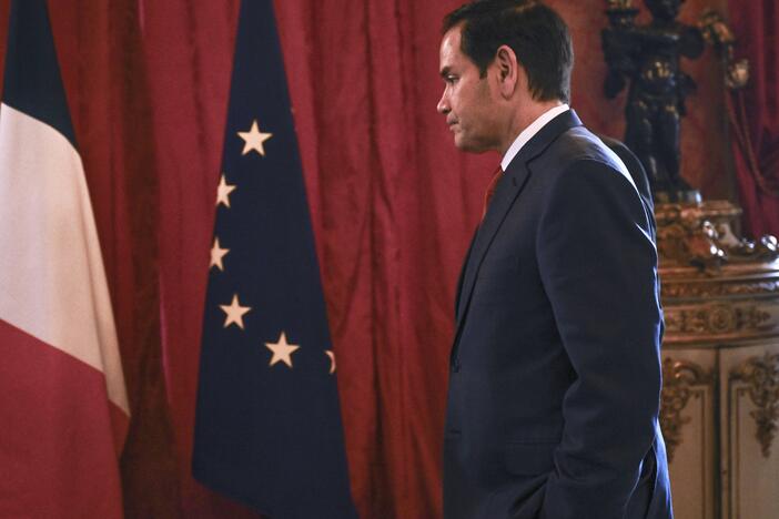 US Secretary of State Marco Rubio leaves after high-level talks on Ukraine and its security, at the French Foreign Ministry in Paris Thursday, April 17.