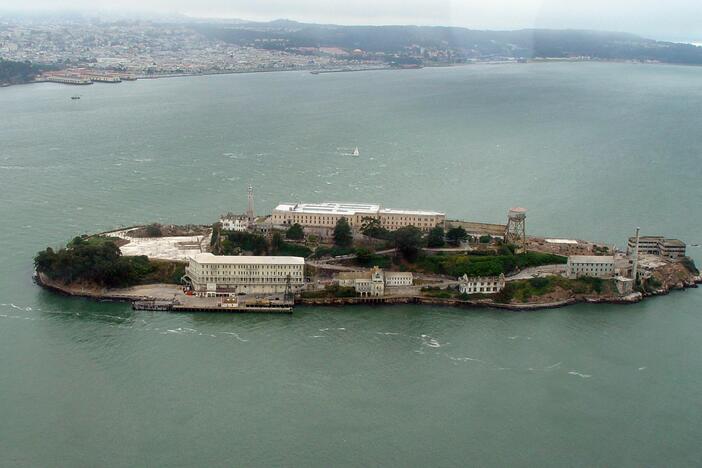 The former federal prison complex on Alcatraz Island is seen in 2005. The site has been operated by the National Parks Service for decades — but President Trump says he is ordering federal agencies to rebuild and expand a penitentiary site on the island in San Francisco Bay.