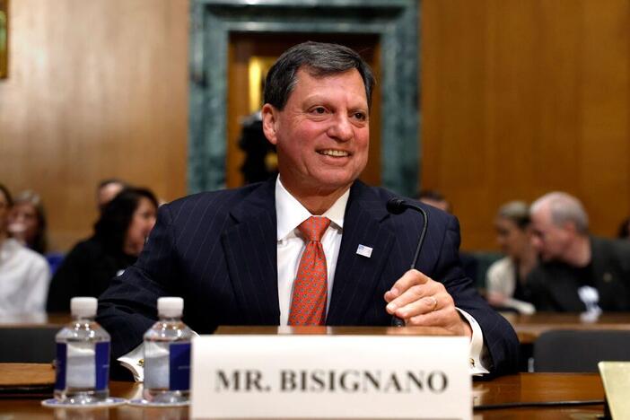 Frank Bisignano, President Trump's nominee to be commissioner of the Social Security Administration, testifies at his Senate Finance Committee confirmation hearing on Capitol Hill on March 25.