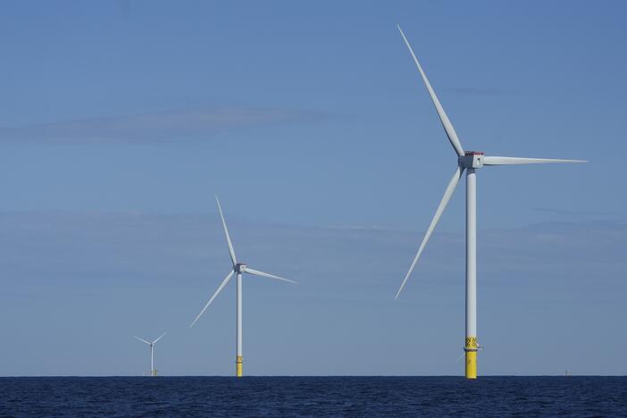 Wind turbines of South Fork Wind are seen off the coast of Block Island, R.I., on Oct. 9, 2024.
