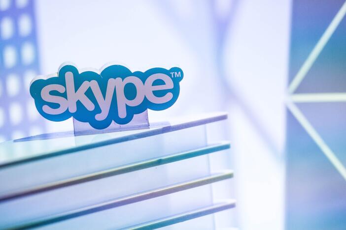 A Skype logo is seen at the Mobile World Congress 2015 in Barcelona, Spain. The video conferencing app is shutting down on Monday.