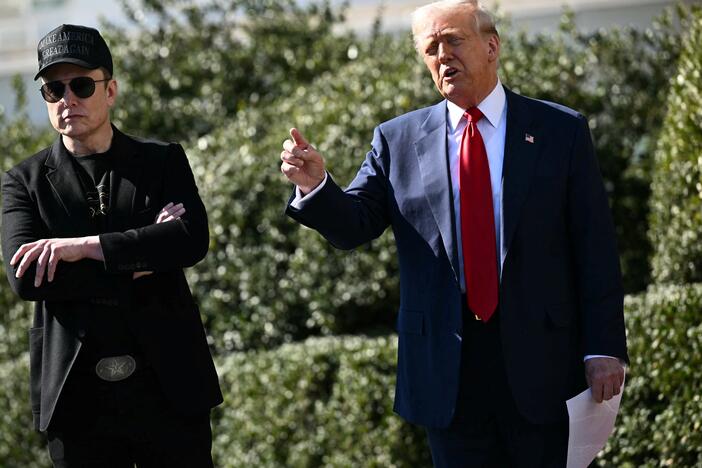 President Trump and his adviser Elon Musk speak to the press on March 11 in Washington, D.C.