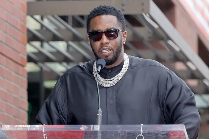 HOLLYWOOD, CALIFORNIA - APRIL 11: Sean Combs speaks onstage during the Hollywood Walk of Fame Star Ceremony for DJ Khaled on April 11, 2022 in Hollywood, California.