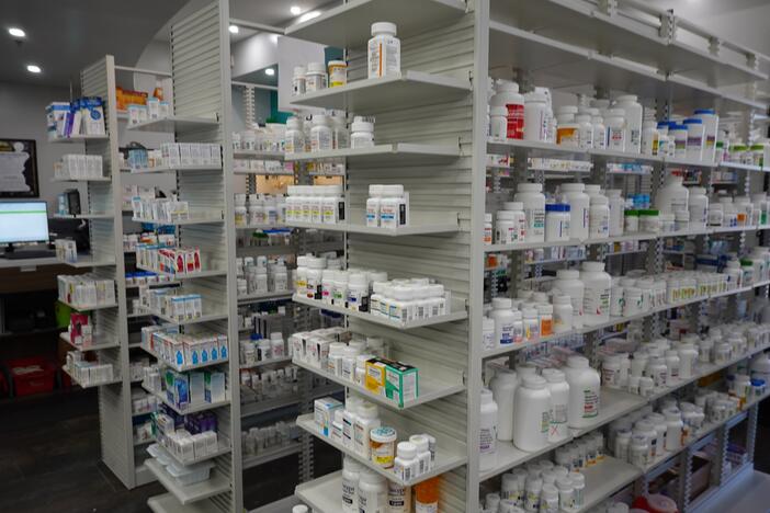 Prescription drugs sit ready to be distributed to patients at 986 Pharmacy, an independent pharmacy in Alhambra, Calif.