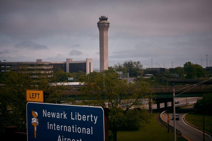 An airport control tower is seen at Newark Liberty International Airport in New Jersey on May 6.