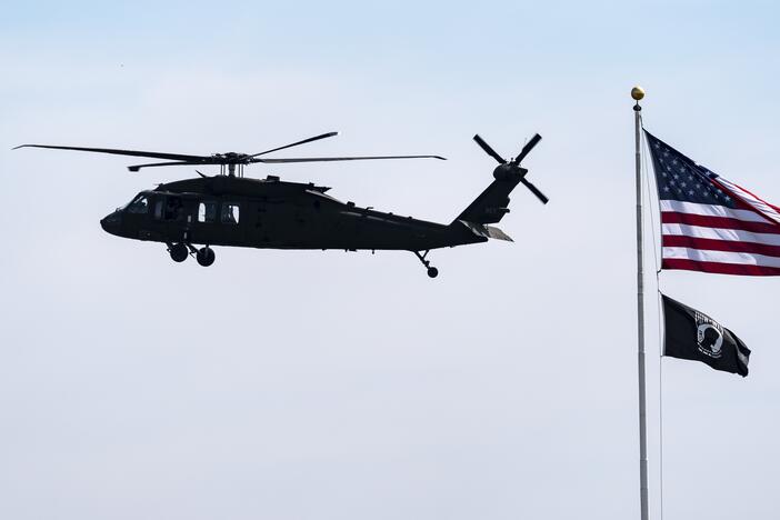 A Black Hawk helicopter approaches for landing at the Pentagon in July 2024.