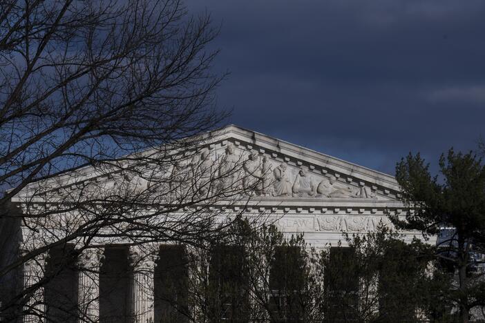 Clouds are seen above the US Supreme Court in Washington, D.C., on March 17,