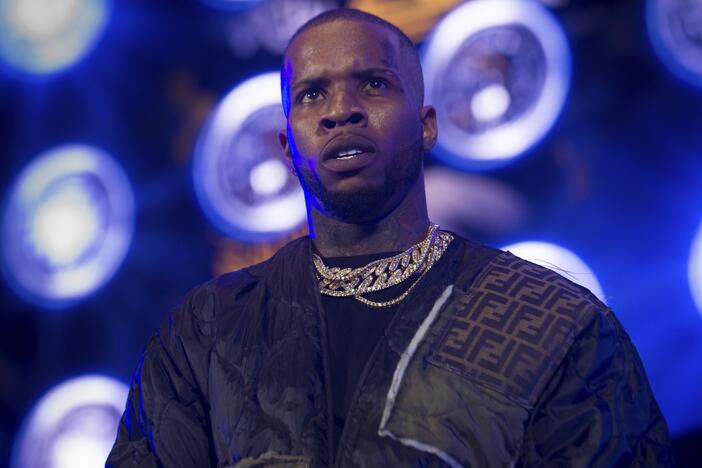 Tory Lanez, pictured performing in 2019, was stabbed in the California prison where he is serving time after being convicted of shooting Megan Thee Stallion in the feet.