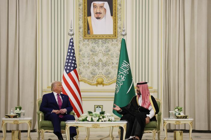 President Trump and Saudi Crown Prince Mohammed bin Salman attend a bilateral meeting at the Saudi Royal Court on May 13 in Riyadh, Saudi Arabia.