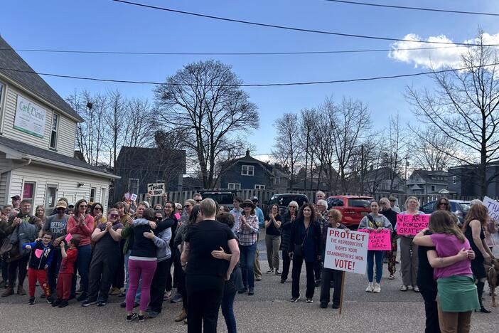 Residents of Marquette, a city in Michigan's Upper Peninsula, gathered outside Planned Parenthood to celebrate and thank staffers as they finished the last day of patient care on April 23.