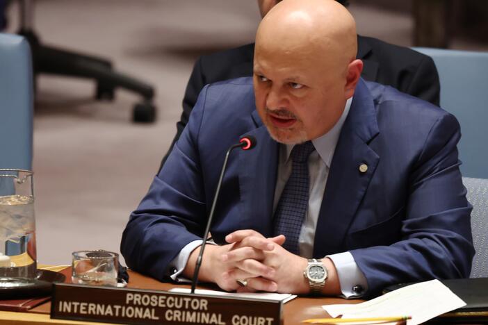 International Criminal Court chief prosecutor Karim Khan attends a United Nations Security Council meeting on Sudan and South Sudan in January in New York City.