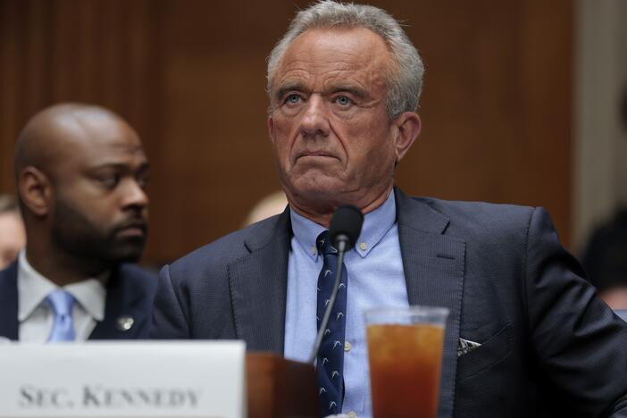 Secretary of Health and Human Services Robert F. Kennedy Jr. testifies before the Senate HELP Committee Wednesday. He faced questions about vaccines, measles and cuts to biomedical research.