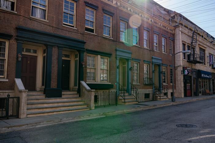 A backlot on the Radford Studio Center in Los Angeles is built to look like New York City. <em>Seinfeld </em>shot here in the 1990s.