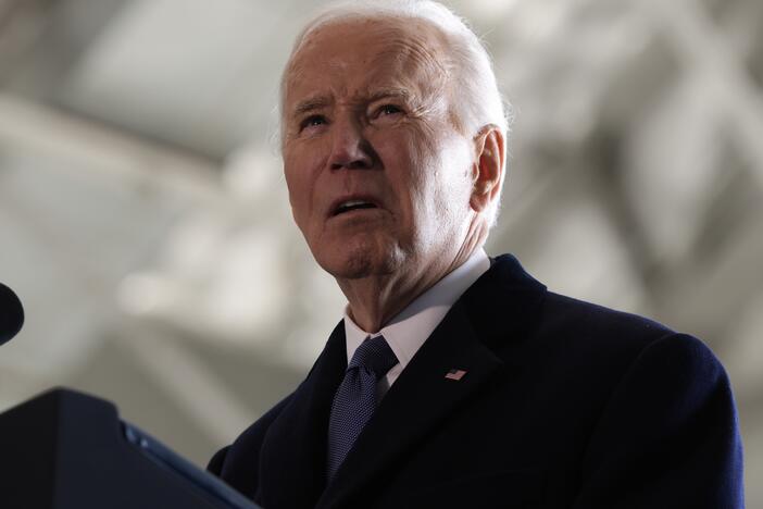 Former President Joe Biden speaks at Joint Base Andrews.