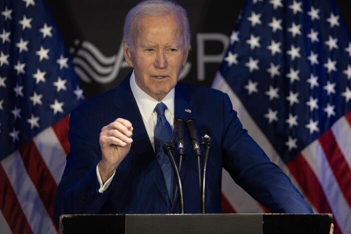 Former U.S. President Joe Biden speaks at a conference hosted by the Advocates, Counselors, and Representatives for the Disabled (ACRD) on April 15 in Chicago, Ill.