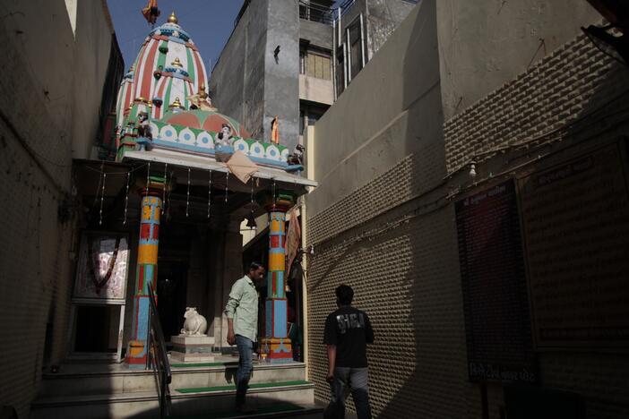 The Chamatkarik Shree Hanumanji Mandir in the old city of Ahmedabad, in western India, is seen by worshippers as a place where prayers to obtain visas to Western countries are answered.