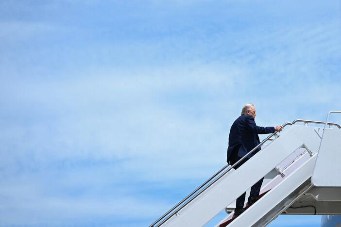 President Trump boards Air Force One at Joint Base Andrews in Maryland on May 12, 2025.
