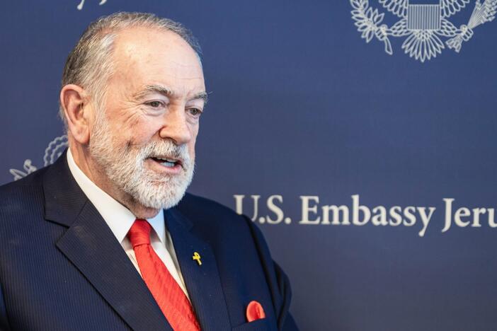 U.S. Ambassador to Israel Mike Huckabee sits for an interview with NPR on Wednesday.
