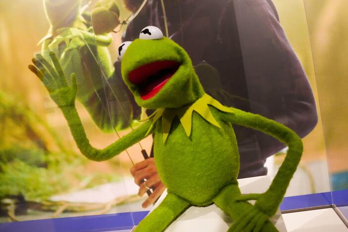 FILE - Kermit the Frog, who was created and originally performed by Jim Henson as a main character on "The Muppet Show," is shown on display at the Maryland Center for History and Culture, on May 24, 2023, in Baltimore.