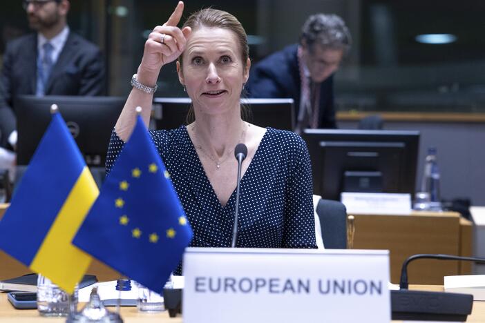 European Union foreign policy chief Kaja Kallas attends the EU-Ukraine Association Council at the European Council building in Brussels  April 9, 2025.