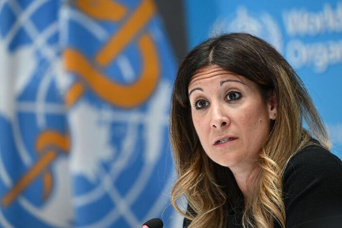 Maria Van Kerkhove speaks at a World Health Organization press conference. The public face of WHO at over 250 briefings on COVID, she says she and her colleagues are now scrambling to respond to the "abrupt" halt in most U.S. foreign aid.