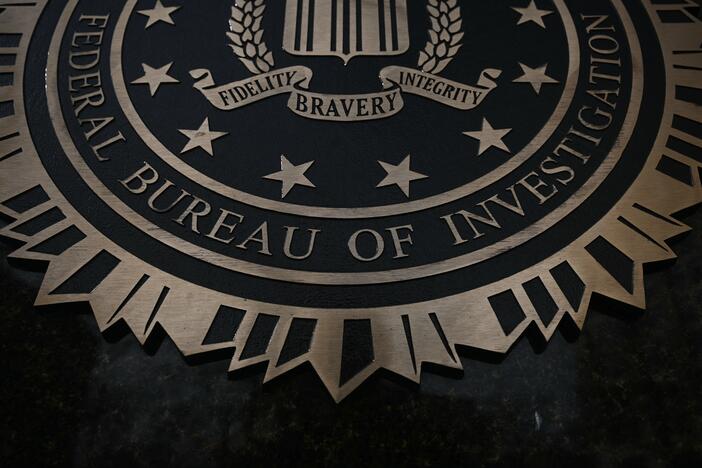 The J. Edgar Hoover building's FBI seal pictured in March in Washington, D.C. Dan Bongino, deputy director of the FBI, announced the bureau's renewed efforts around three cases on Monday.