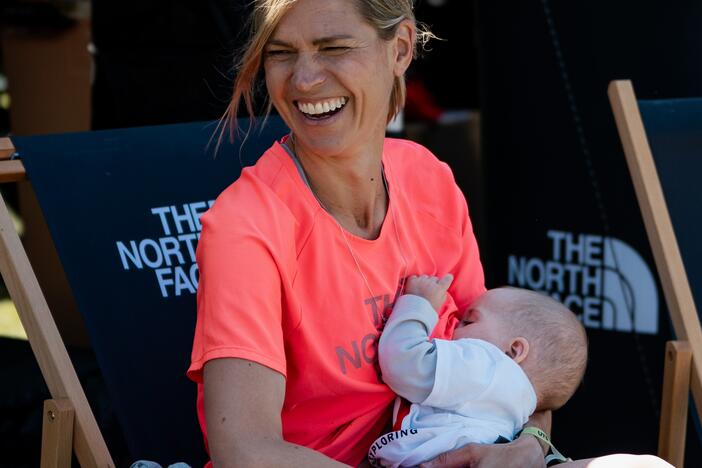 Stephanie Case won an ultramarathon race in Wales, running more than 60 miles over rough terrain — and stopping three times to breastfeed her 6-month-old baby, Pepper.