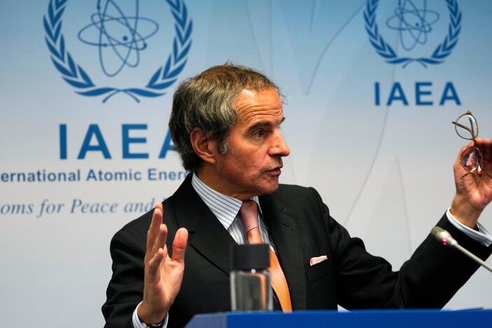 Rafael Mariano Grossi, the director-general of the International Atomic Energy Agency, speaks to journalists attending a weeklong seminar at the agency in Vienna, Austria, Wednesday, May 28, 2025.