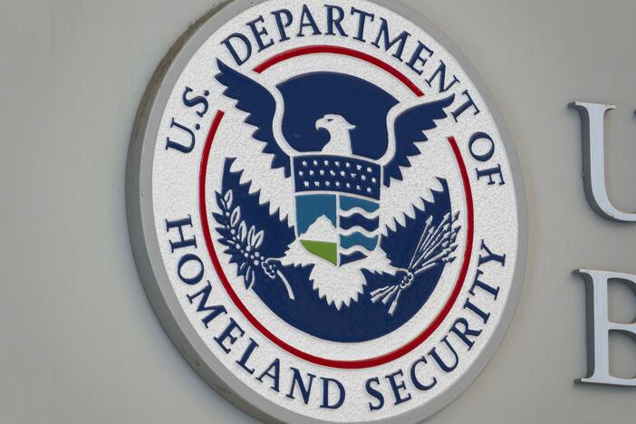 A U.S. Department of Homeland Security sign is displayed at the U.S. Customs and Border Protection headquarters on May 18 in Washington, D.C.
