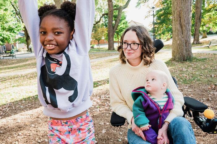 Jessica Slice with her two children.