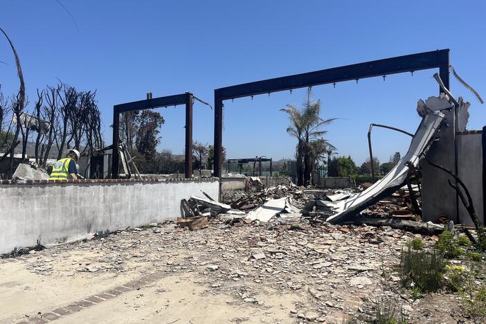 More than 16,000 structures burned in the Los Angeles fires, many of them homes. A lot in Pacific Palisades, Calif., has yet to be cleared.