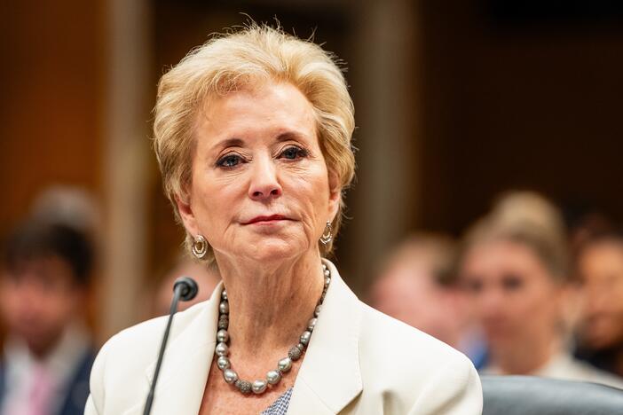 Linda McMahon, U.S. Secretary of Education, during a Senate appropriations subcommittee hearing in Washington.