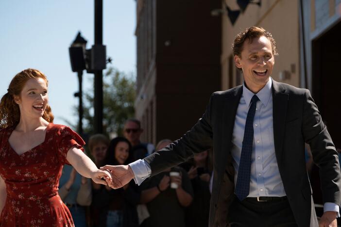 Tom Hiddleston and Annalise Basso play Chuck and Janice in <em>The Life of Chuck.</em>