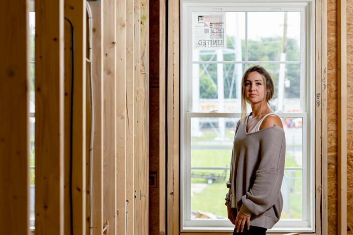 Becca Morris in the home she's in the process of buying in Harrington, Delaware, on May 14, 2026. She found it just a few months before her federal housing subsidy was set to end.