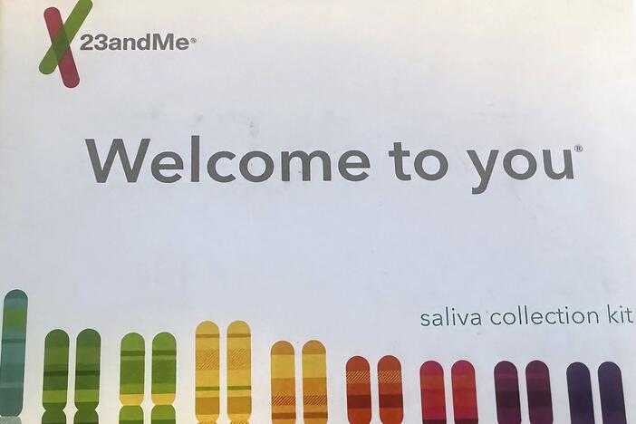 A 23andMe saliva collection kit is shown on March 25, 2025, in Oakland, Calif.