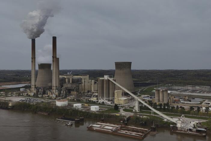 The Gen. James Gavin Power Plant, a coal-fired power plant, operates Monday, April 14, 2025, in Cheshire, Ohio.