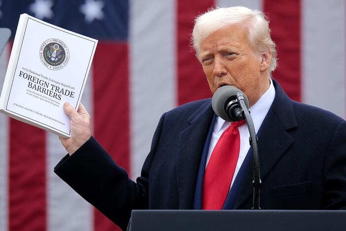 President Trump speaks at an event in the Rose Garden at the White House in Washington, D.C., on April 2, 2025.